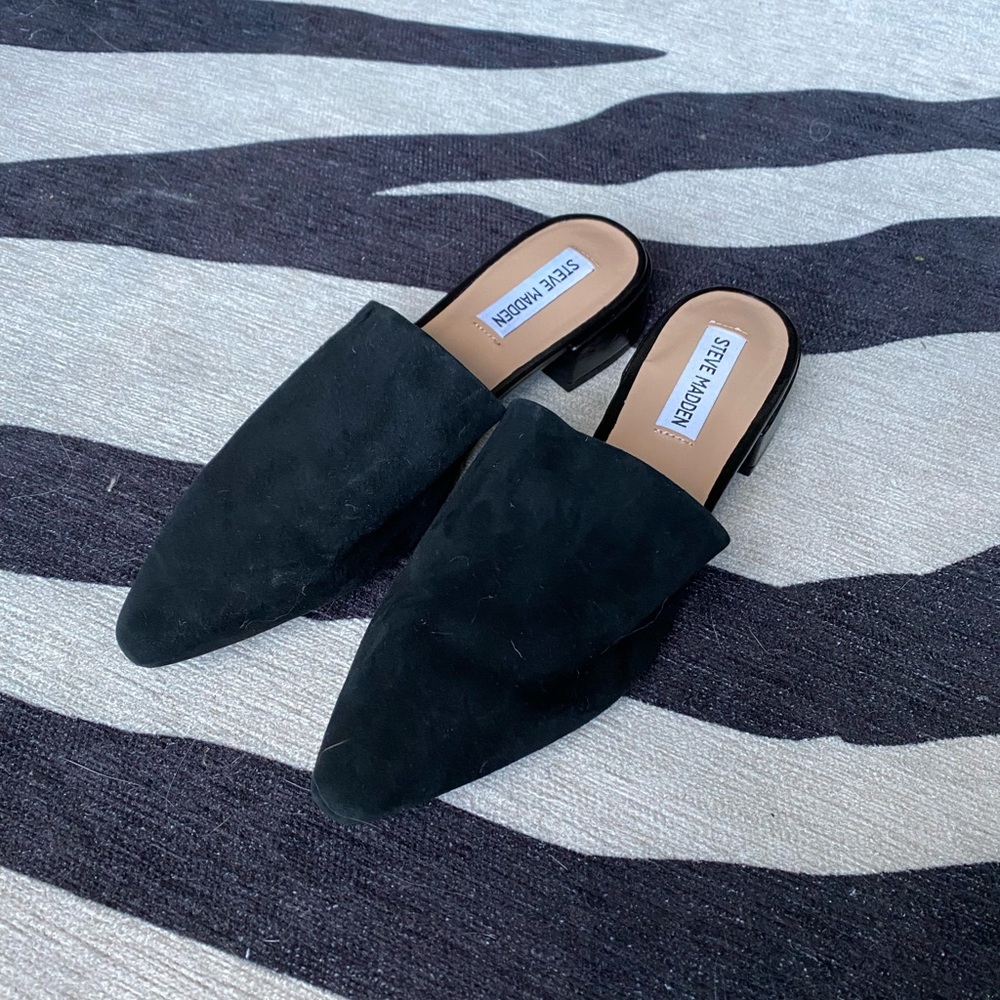 Black velvet mules